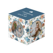 ブルー赤面フローララブおばあちゃんフォトコラージュ フォトキューブ (裏面アングル)