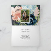 ブルー赤面フローラ写真卒業ありがとう カード (内部)