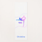 ブルー赤面ホワイトヨガポーズと名前をカスタムする ヨガマット (正面)