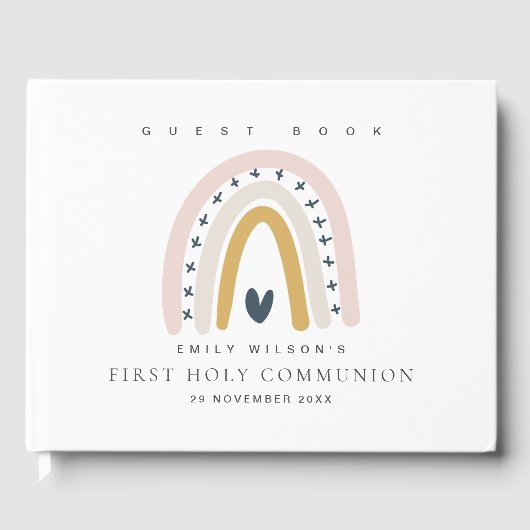 ブルー赤面レインボーハートキッズファースト聖餐式 ゲストブック (正面)