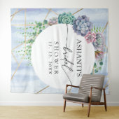 ブルー赤面多肉性ブライダルシャワー背景 タペストリー (インサイチュ(横))