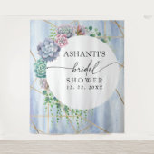 ブルー赤面多肉性ブライダルシャワー背景 タペストリー (正面)