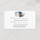 ブルー赤面水彩花メイクアップアーティスト 紹介カード (裏面)