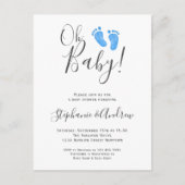 ブルー足カップルベビーシャワー招待状はがき インビテーションポストカード (正面)