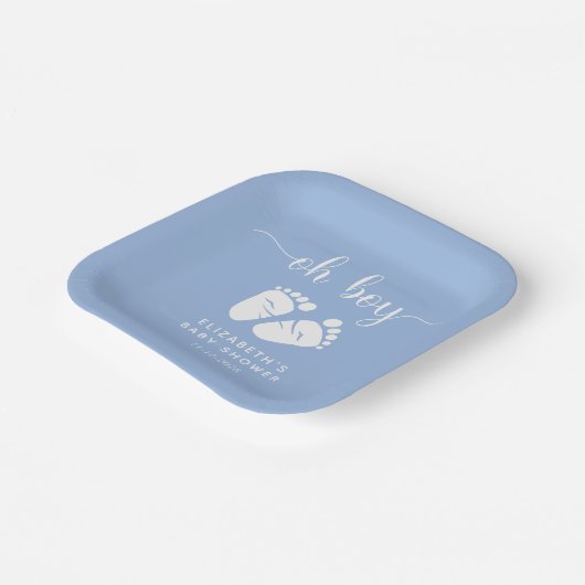 ブルー足男の赤ちゃんシャワー ペーパープレート (傾斜あり)