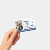 ブルー足跡付きペットID 名前入り写真入り バッジ (手持ち)
