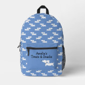 ブルー踊りダックスシャントバッグウィーナードッグモムズ プリントバックパック (正面)