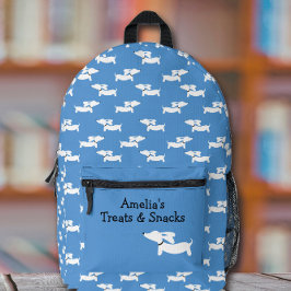 ブルー踊りダックスシャントバッグウィーナードッグモムズ プリントバックパック
