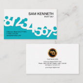 ブルー踊りナンバーズウェーブ数学教師 名刺 (正面/裏面)