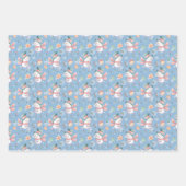 ブルー踊り雪だるまホリデー ラッピングペーパーシート (正面)