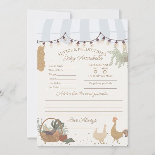 ブルー農家ズマーケットファームフレッシュアドバイスのベビー 招待状 (正面)