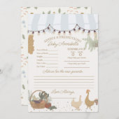 ブルー農家ズマーケットファームフレッシュアドバイスのベビー 招待状 (正面/裏面)