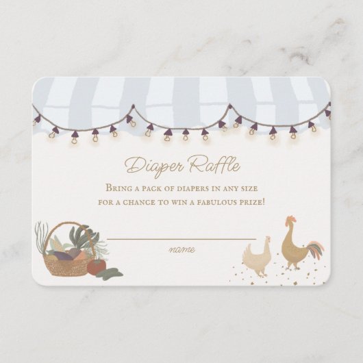 ブルー農家マーケットファームおむつラッフルインサート エンクロージャーカード (正面)