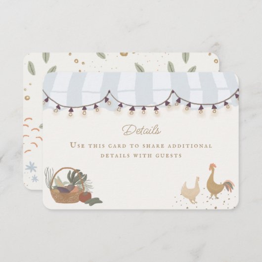 ブルー農家マーケットファームフレッシュ詳細インサート エンクロージャーカード (正面/裏面)