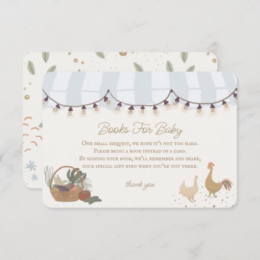 ブルー農家マーケットファームブックベビーインサート エンクロージャーカード (正面/裏面)