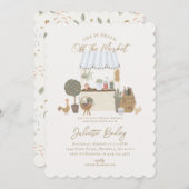 ブルー農家マーケットファームブライダルシャワー招待 招待状 (正面/裏面)