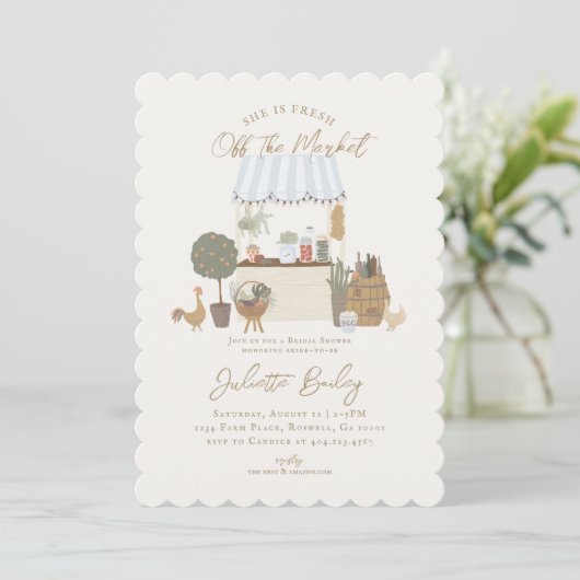 ブルー農家マーケットファームブライダルシャワー招待 招待状 (スタンド正面)