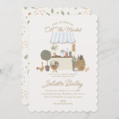 ブルー農家マーケットファームブライダルシャワー招待 招待状 (正面/裏面)