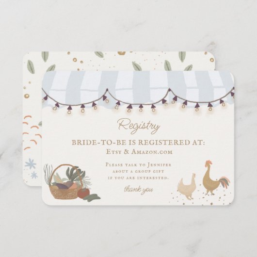 ブルー農家マーケットファーム新鮮なレジストリの挿入 エンクロージャーカード (正面/裏面)