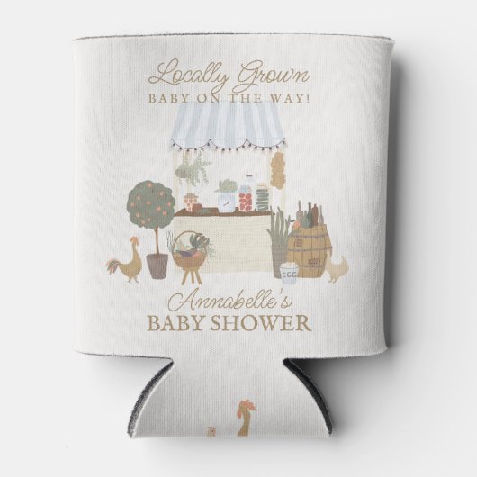 ブルー農家マーケットファーム新鮮な赤ちゃんシャワーの好意 缶クーラー (正面)