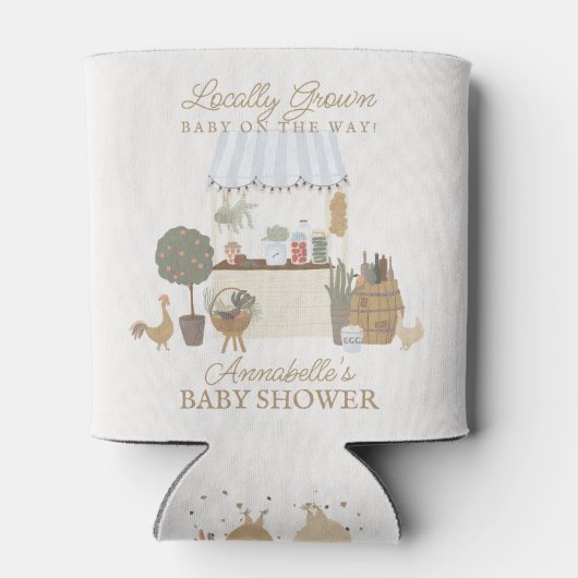 ブルー農家マーケットファーム新鮮な赤ちゃんシャワーの好意 缶クーラー (裏面)