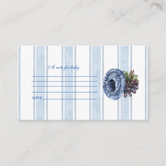 ブルー農家マーケットベビーシャワーノートベビー エンクロージャーカード (正面)
