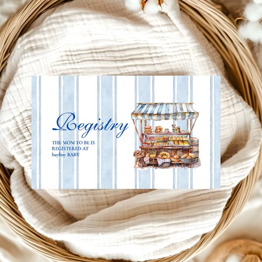 ブルー農家マーケットベビーシャワーレジストリ エンクロージャーカード