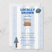 ブルー農家マーケットベビーシャワー 招待状 (正面)