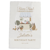 ブルー農家市場ローカルで成長誕生日の恩恵 ミディアムペーパーバッグ (裏面)