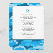 ブルー迷彩柄の女の子の詩のベビーシャワー感謝の言葉 招待状 (正面/裏面)