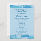 ブルー迷彩柄カラフルカモフラージュパーティーイベント 招待状 (裏面)