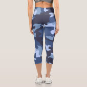 ブルー迷彩柄ハイウェイストカプリレギンス カプリレギンス (裏面)