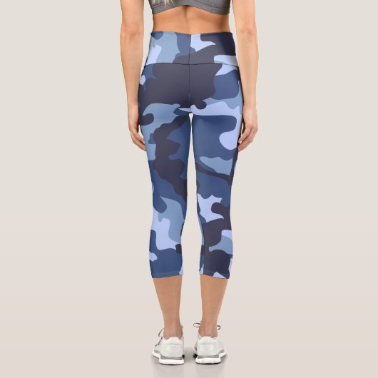 ブルー迷彩柄ハイウェイストカプリレギンス カプリレギンス (裏面)