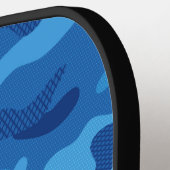 ブルー迷彩柄パターカッコいいン迷彩カスタム文字名 ピックルボールラケット (左詳細)