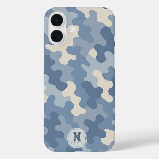 ブルー迷彩柄軍隊モノグラム Case-Mate iPhoneケース (裏面)