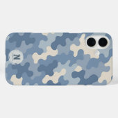 ブルー迷彩柄軍隊モノグラム Case-Mate iPhoneケース (裏面 (横))