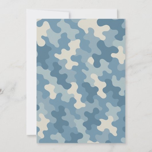 ブルー迷彩柄軍隊誕生日 | 陸軍パーティー 招待状 (裏面)