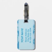ブルー迷彩柄迷彩名パーソナライズされた ラゲッジタグ (裏面縦)