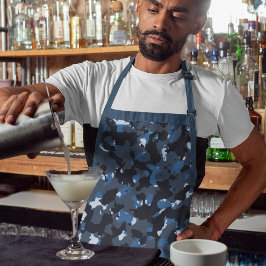 ブルー迷彩柄 エプロン