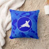 ブルー迷彩柄；カモフラージュ忍者 クッション (ブランケット)