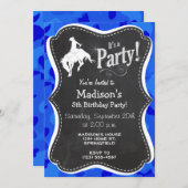 ブルー迷彩柄;カモフラージロデオ 招待状 (正面/裏面)