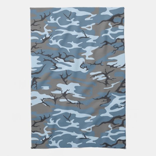 ブルー迷彩柄 キッチンタオル (縦)