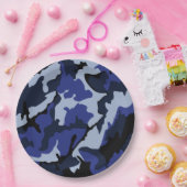 ブルー迷彩柄、9インチ紙パーティープレート ペーパープレート (パーティー)