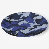 ブルー迷彩柄、9インチ紙パーティープレート ペーパープレート (アングル)
