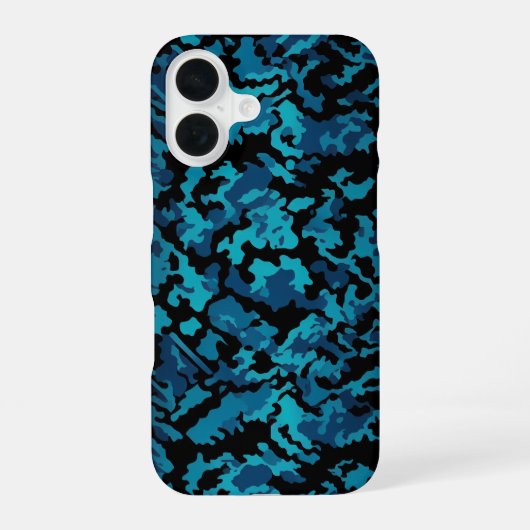 ブルー迷彩柄 iPhone 16ケース (裏面)