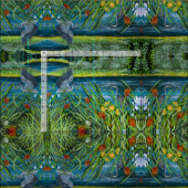 ブルー遊ヘロンズ ファブリック (タイル)