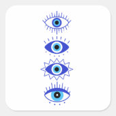 ブルー邪悪な目エネルギーメディテーションHamsa神秘的 スクエアシール (正面)