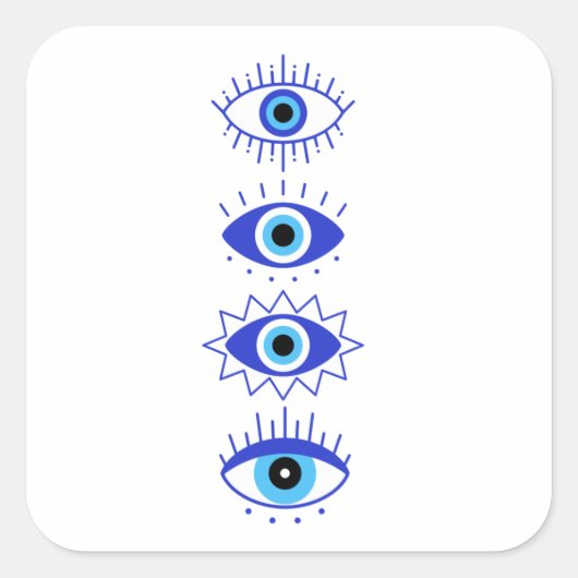 ブルー邪悪な目エネルギーメディテーションHamsa神秘的 スクエアシール (正面)