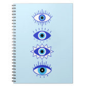 ブルー邪悪な目エネルギーメディテーションHamsa神秘的 ノートブック (正面)