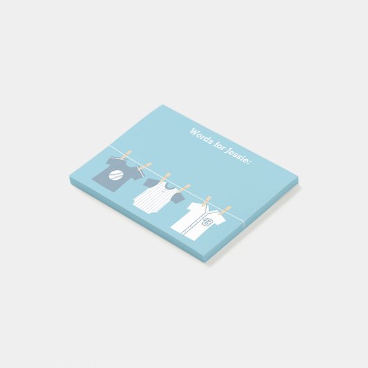 ブルー野球男の赤ちゃんとママが行く ポストイット (アングル)